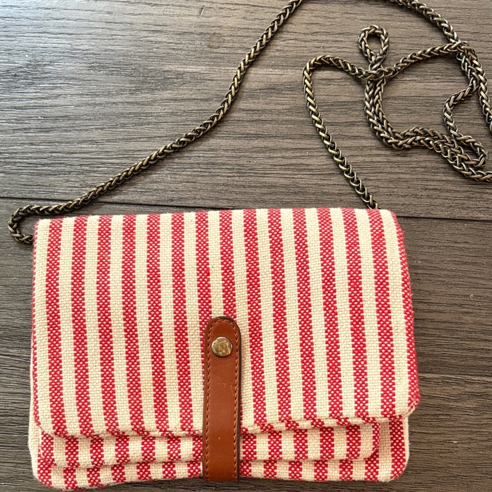 Street Level Red and White Striped Crossbody Bag